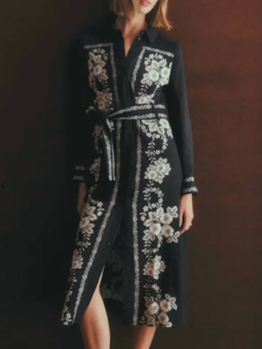 ✨ SALE✨ Sezane Verena Midi Dress Milena Print With Belt French Shirt Dress
